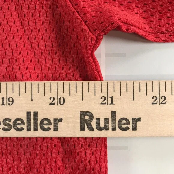 Vintage Champion Shirt Mens Medium Red Mesh V-Neck Short Sleeve Athletic Jersey - Picture 7 of 9